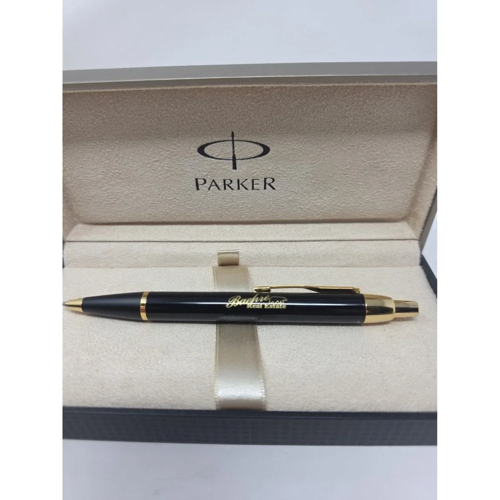Parker Black Lacquer Gold Trim Ballpoint Pen w/ Box – Custom Baehre Real Estate